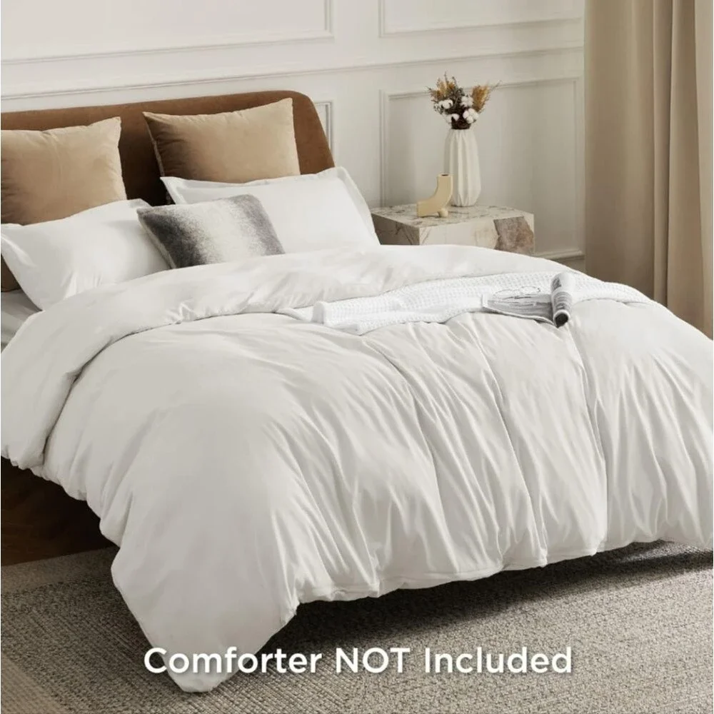 Duvet Cover Set Bedsure Solid Ivory - Queen Size